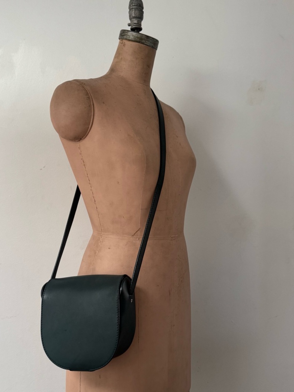 COS Dark Green Crossbody Leather Saddle Bag - Picture 4 of 16